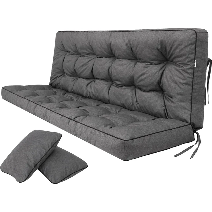 Bjird Bankauflage Pola 100 cm 120 cm 150 cm 180 cm, für Gartenbank und Hollywoodschaukel - inkl. 2 Stück Seitenkissen – Bild 1