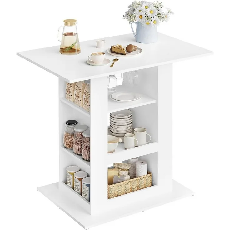 Woltu Bartisch (1-St), Stehtisch, 3 Ablagefächern, seitlichen Ablagen, für Küche Wohnzimmer