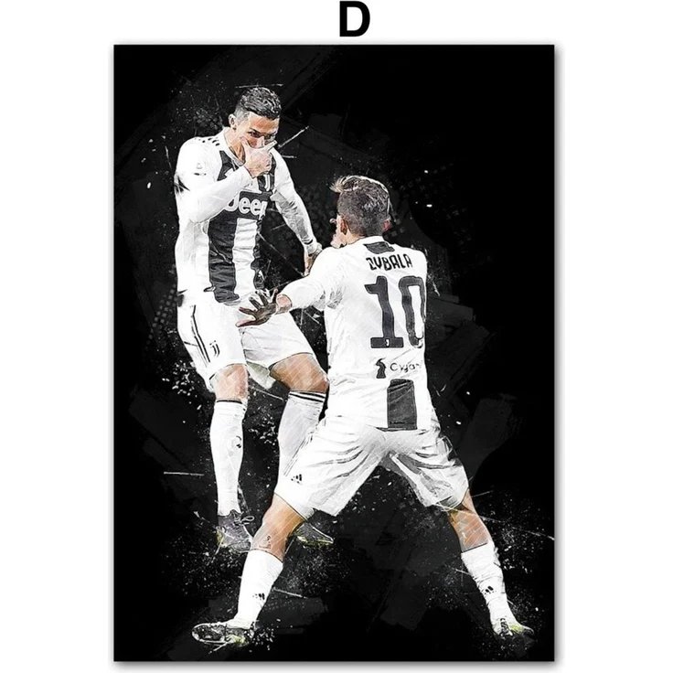 Poster Fußball Christiano Ronaldo in Schwarz Weiss Farben als Deko Print ohne Rahmen - D / 40 x 60 cm