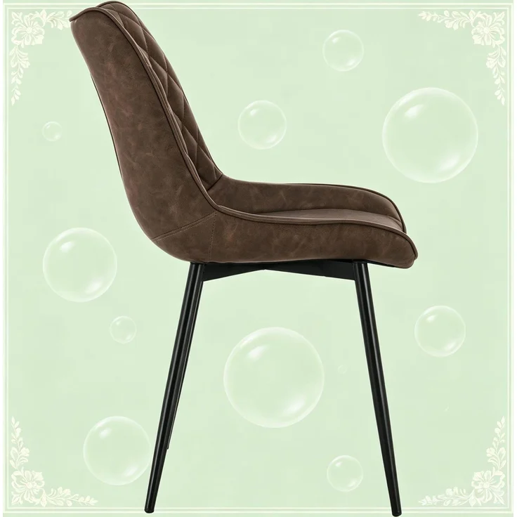 Essstuhl 46 x 40,5 x 85,5 cm im 2er-Set aus braunem Kunstleder mit ergonomischer Rückenlehne – Bild 6