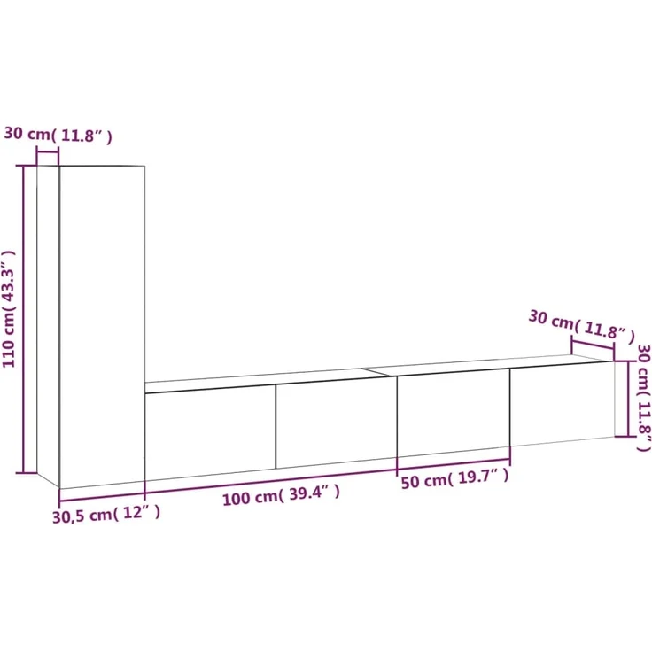 vidaXL 3-tlg. TV-Schrank-Set Räuchereiche Holzwerkstoff 3114323 – Bild 9