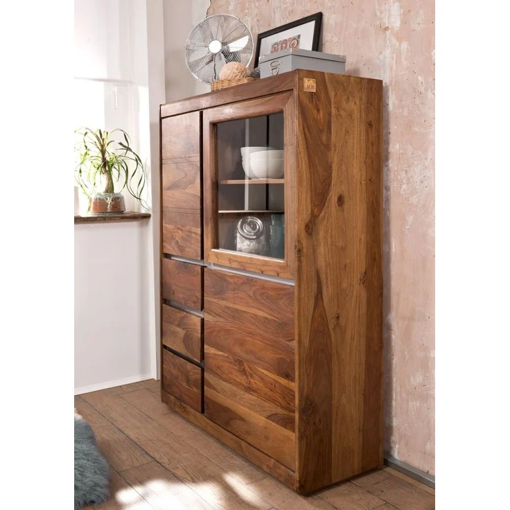 Highboard Sheesham 102x40x147 noble unique lackiert SYDNEY #125 – Bild 2