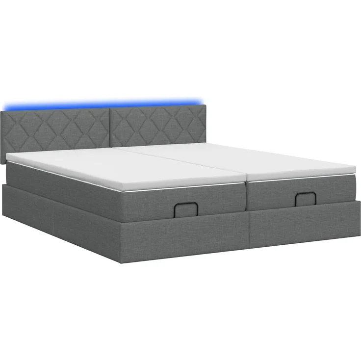 vidaXL Ottoman-Bett mit Matratze und LED Dunkelgrau 180 x 200 cm Stoff 3457295 – Bild 9