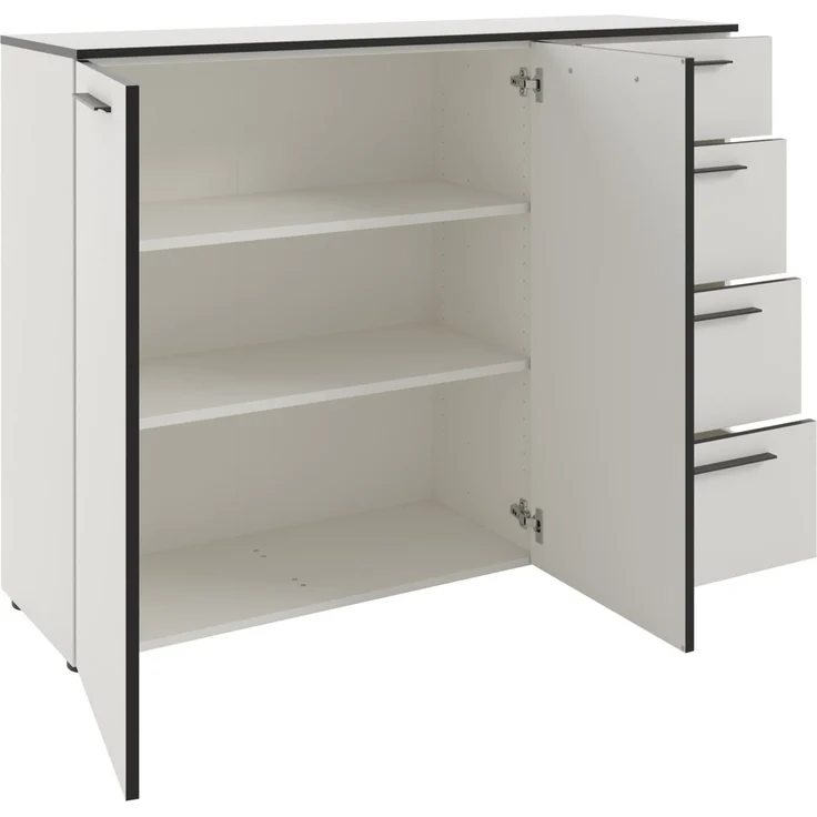 Novel 'SOUL' Sideboard, Holznachbildung weiß, 135 x 99.8 x 40 cm, mit Softclose und Schubladen – Bild 3