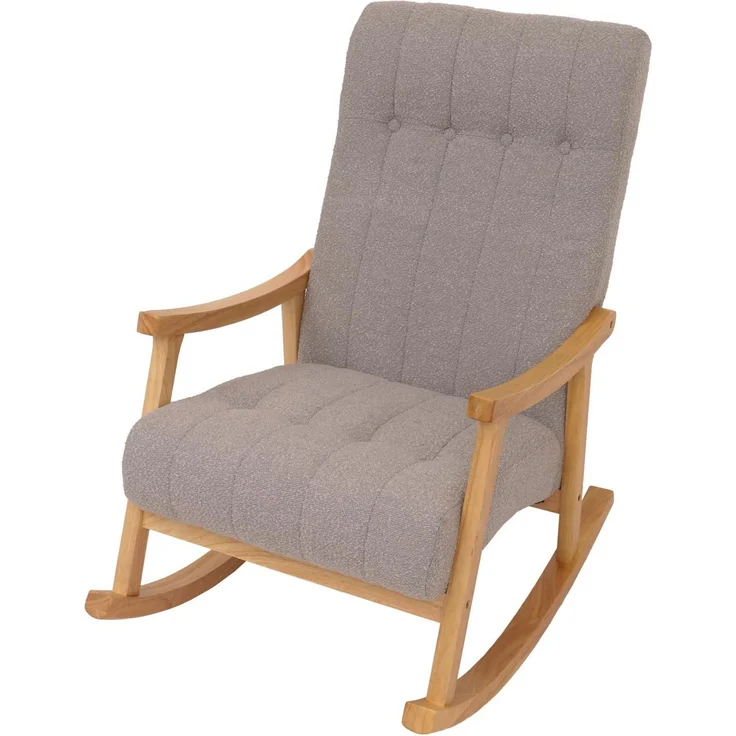 Schaukelstuhl HWC-K10, Relaxsessel, Holz FSC® Stoff/Textil Bouclé (450g/m²) ~ grau, Gestell natur – Bild 8