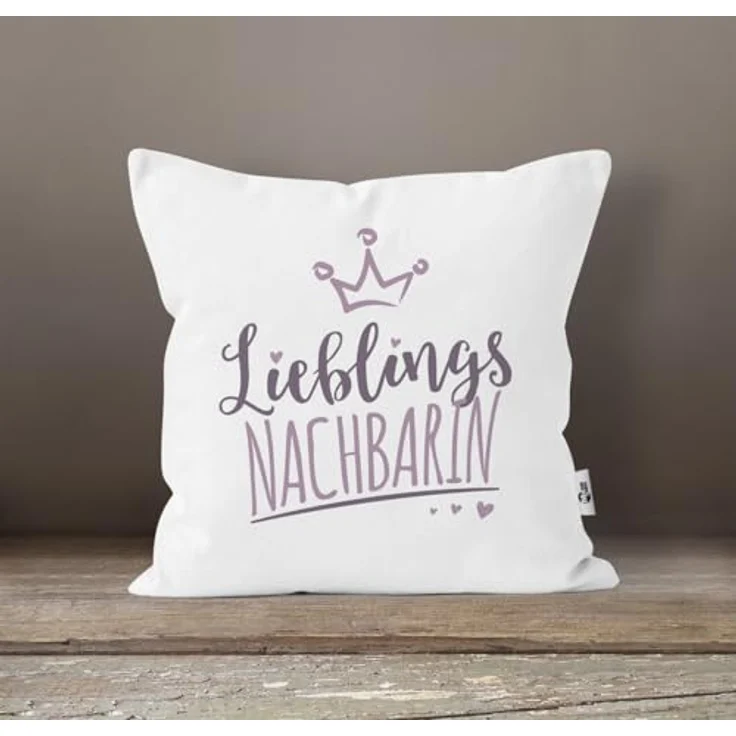 MoonWorks Dekokissen Kissenbezug Kissenhülle Schriftzug Lieblings Kollegin/Nachbarin mit Kronemotiv Geschenk Lieblingsperson Moonworks® – Bild 3