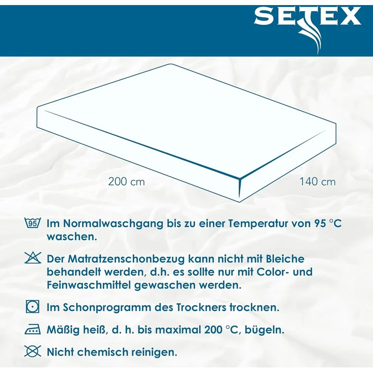 Matratzenauflage Auflage, Allergiker geeignet (Hausstauballergiker) SETEX, Molton-Köper, in 90x200 cm, Feuchtigkeitsabsorbierend – Bild 8