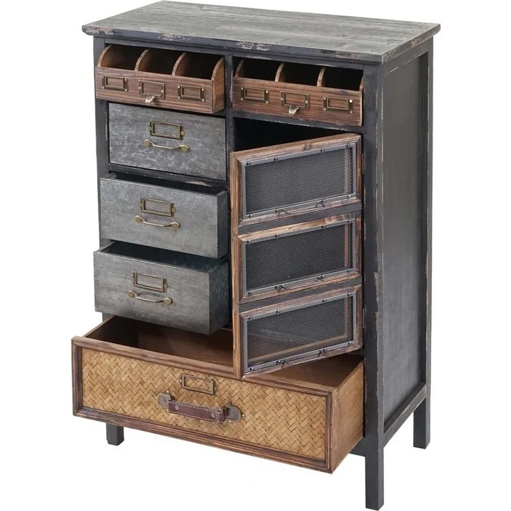 MCW Kommode MCW-F34, Gestell mit Shabby-Look Struktur, fertig montiert, Sechs Schubladen