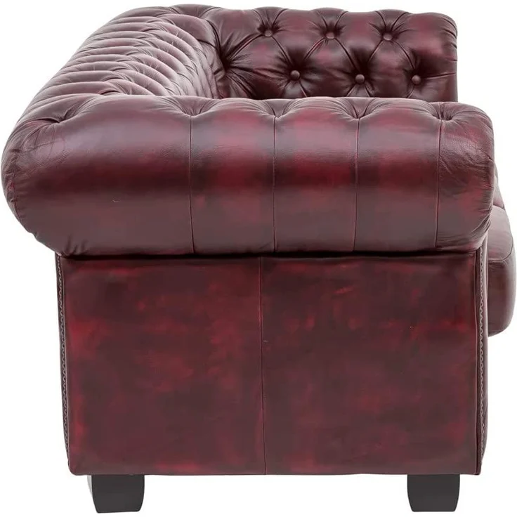 Chesterfield Echtleder Sofa 3-Sitzer antik-rot 200x72x90 cm massivum Serie Chesterfield Ledercouch englisches Design Clubsofa Büro Wohnzimmer – Bild 5