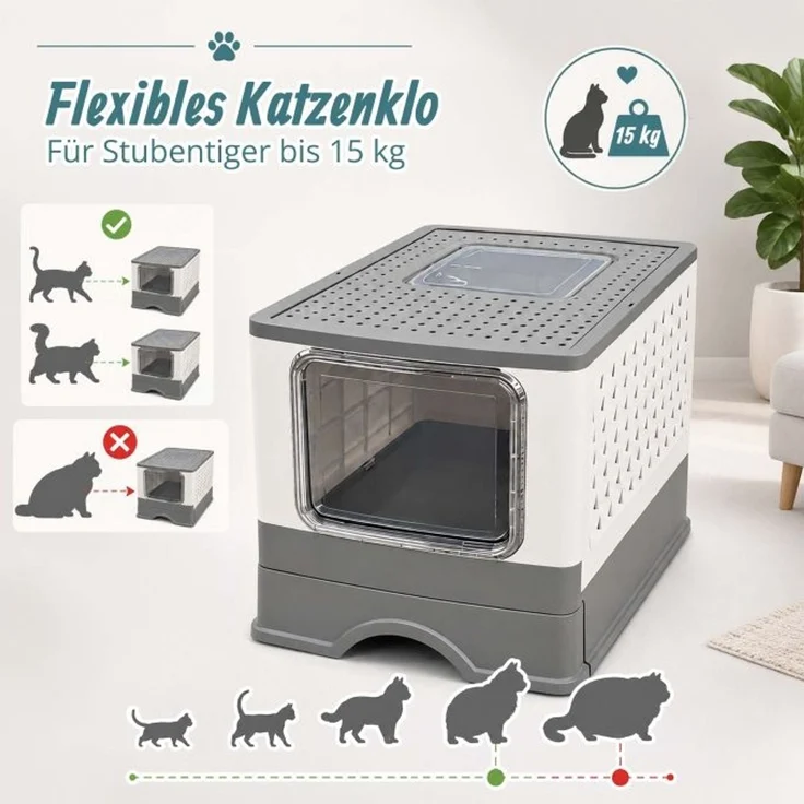 Relaxdays Geschlossenes Katzenklo mit Schublade – Bild 8