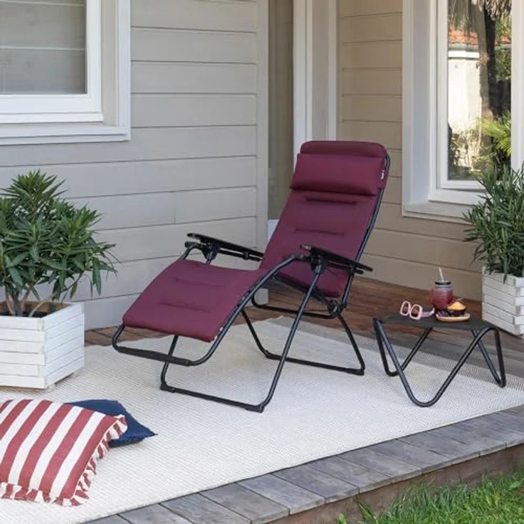 Lafuma MOBILIER Futura Zero-Gravity-Relaxliege mit AirComfort®, gepolstert, Rot Bordeaux, 5 Jahre Garantie – Bild 2