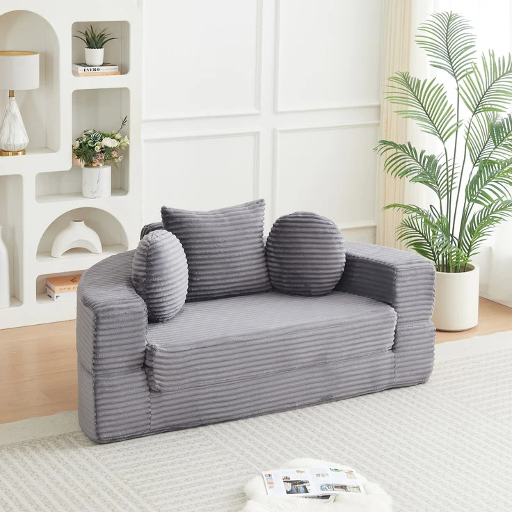 ZUBALIYA SchlafSofa mit USB - Anschluss, mit Schreibtisch, mit Cordbezug, mit Schaumstoffpolsterung, für Wohnzimmer und Apartments – Bild 20