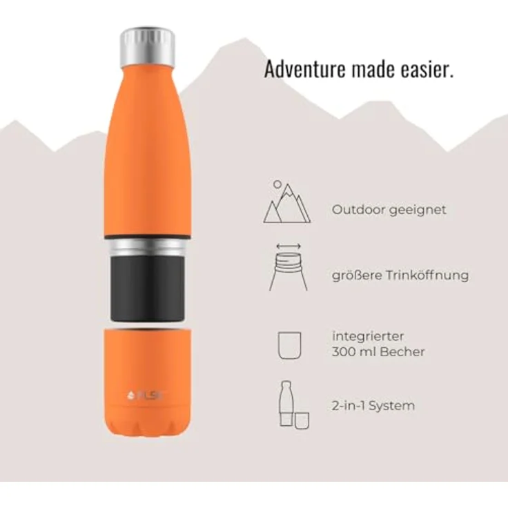 FLSK Explorer Trail Orange Trinkflasche mit Trinkbecher 700 ml – Bild 2