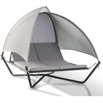 Leco Sonnenbett "Sydney", Garten-Doppelliege mit verstellbarer Rückenlehne und Sonnedach, Anthrazit/ Hellgrau, 254 x 190 x 195 cm