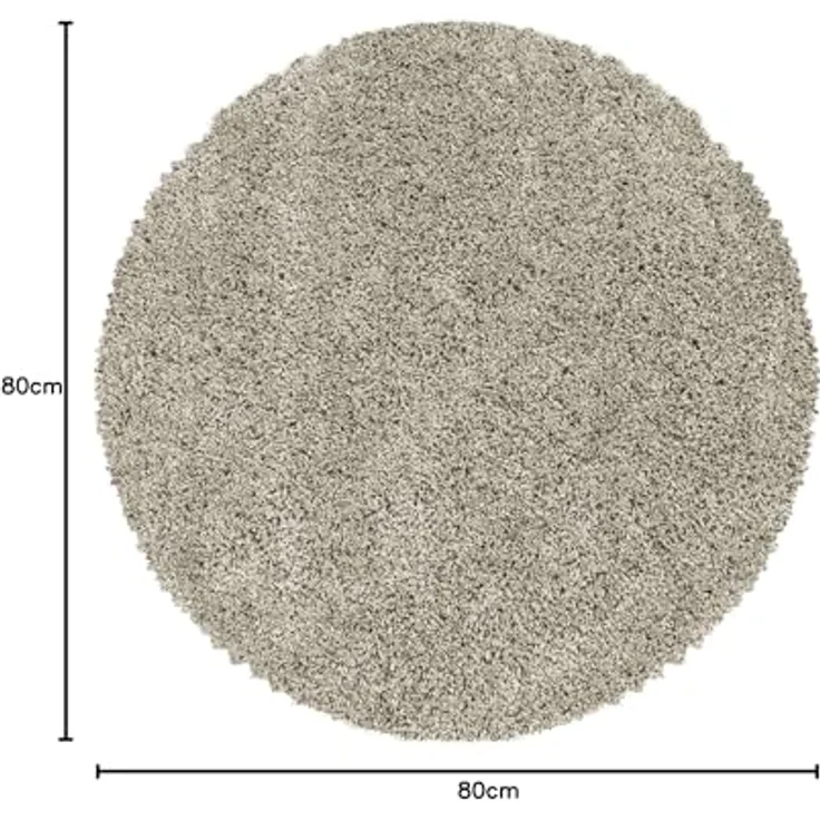 Carpetsale24 Shaggy Hochflor Teppich 80 cm Rund Natur weich flauschig modern einfarbig Für Eingangsbereich oder kleine Nischen für Wohnzimmer Schlafzimmer Flur – Bild 2