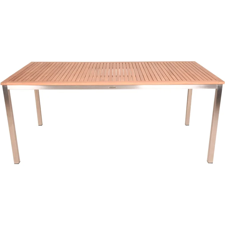 Gartentisch ELSA - Teak, Silber , 180x90x75cm | Terrassentisch Wetterfest Outdoor Tisch – Bild 2