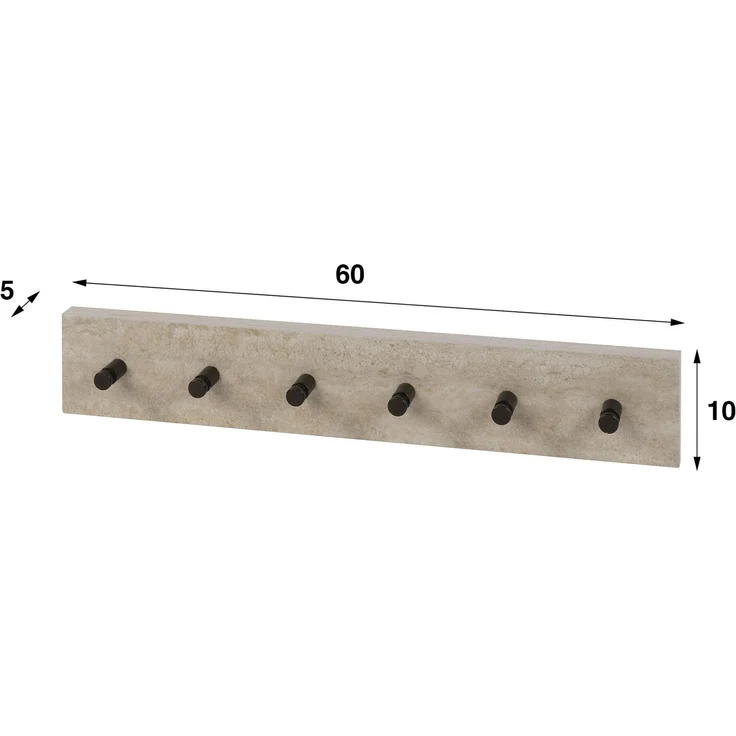 Wandgarderobe Oniva mit 6 Haken und Keramik in Travertinoptik – Bild 3