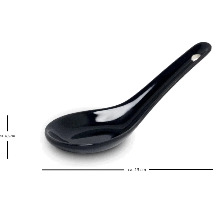 WestCraft Suppenlöffel White and black Series ASIATICA, Porzellan-Löffel-Set Asien / Ramen, 13 cm - Reis-Löffel - Suppen-Löffel, Servier-Löffel - Spoon-Set – Bild 2