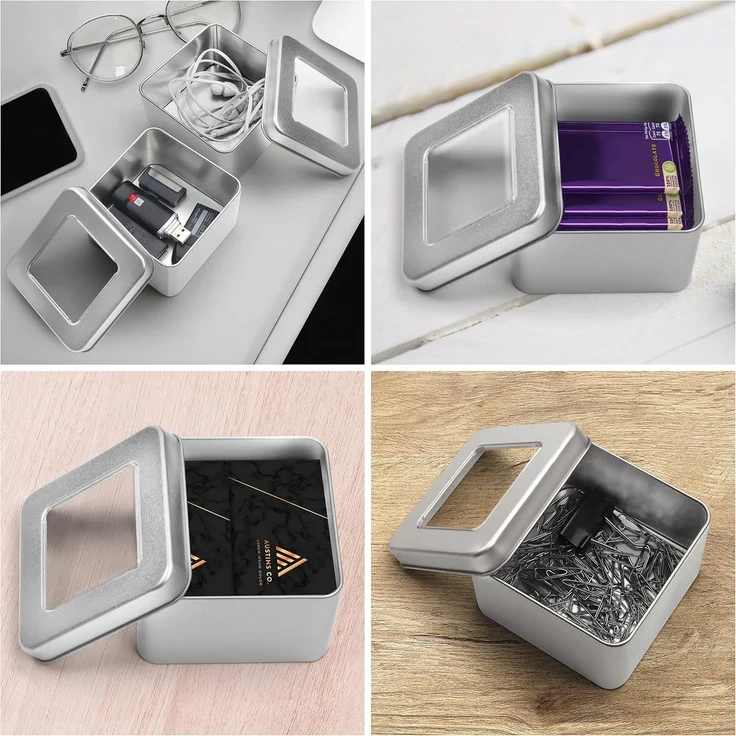 Kurtzy Vorratsdose 10er Pack Silberne Metalldosen - Kleine Metallboxen 9x9xH5,7cm, Metall, (10-tlg) – Bild 7