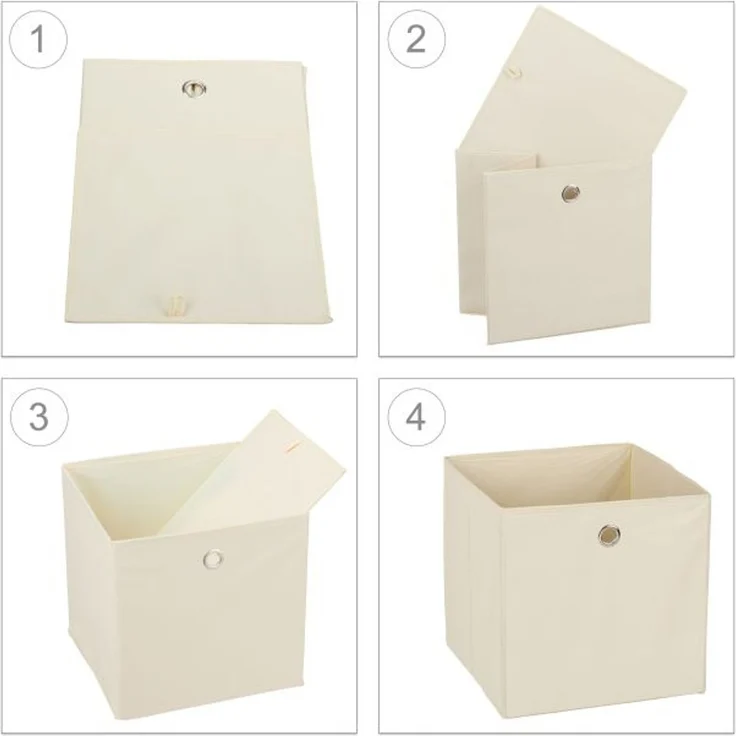 Relaxdays 4 x Aufbewahrungsbox Stoff beige – Bild 6