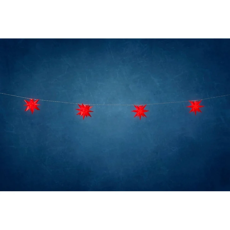 Bonetti 3D Leuchtstern inkl. warm-weißer LED Beleuchtung | für Innen und Außen geeignet | hängend | 7,5 m Zuleitung (rot, Stern-Lichterkette (batteriebetrieben)) – Bild 4