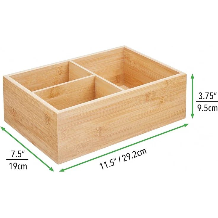 mDesign Deckelhalter Aufbewahrungskorb Organizer 3 Fächer Küche Bambus Natur – Bild 4