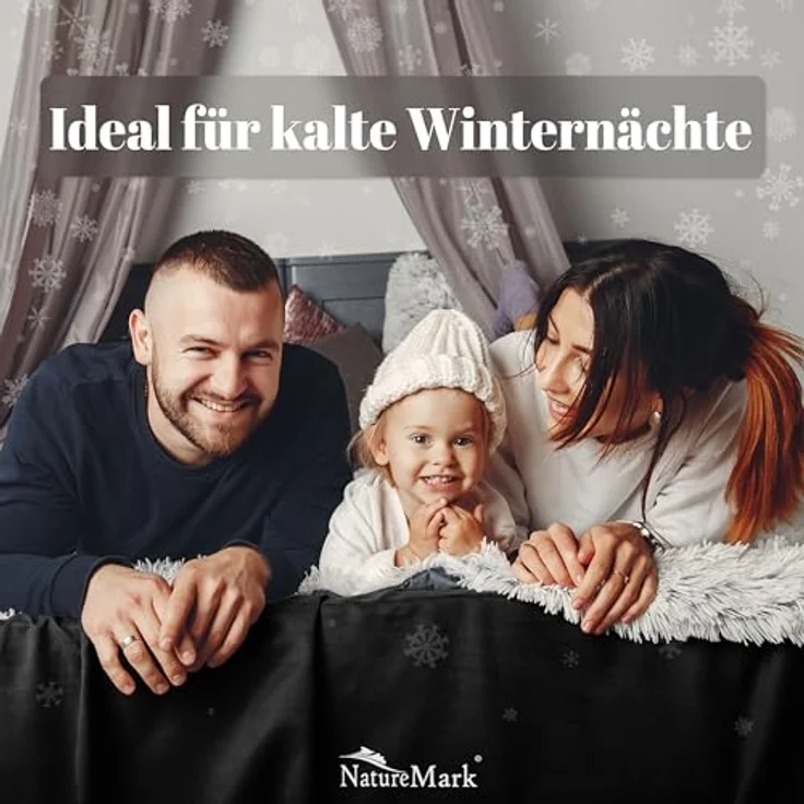 NatureMark Spannbettlaken Winter Thermo Fleece Spannbettlaken, 80% Baumwolle und 20% Polyester, Gummizug: rundum, (1 Stück), 90x190 bis 100x200 cm - Schwarz – Bild 4