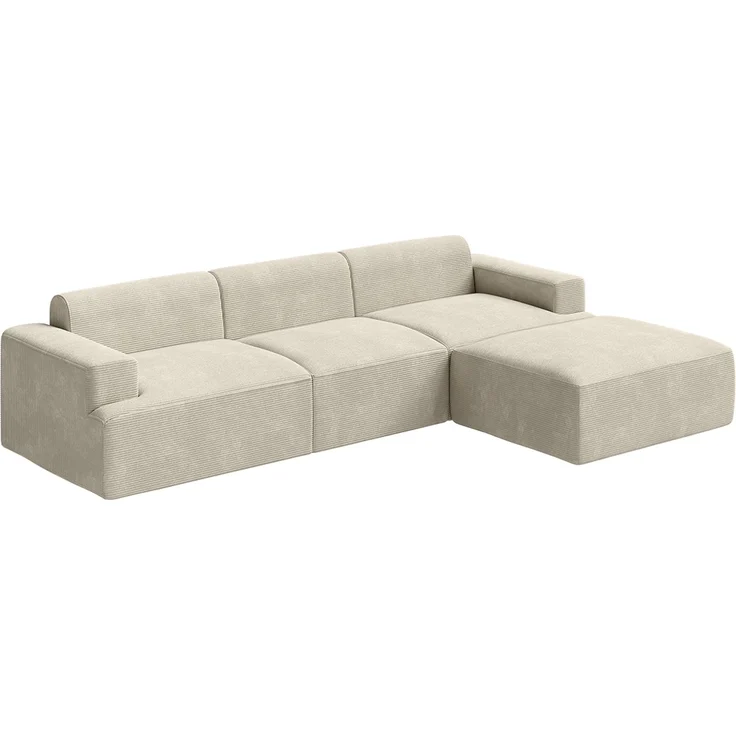 skølm 'Freki' Cloud Sofa 3 Sitzer mit Hocker, Vollschaumcouch mit Federkern und Vakuum-Kompression, kein Aufbau erforderlich, mit 3 Kissen, Cord beige – Bild 12