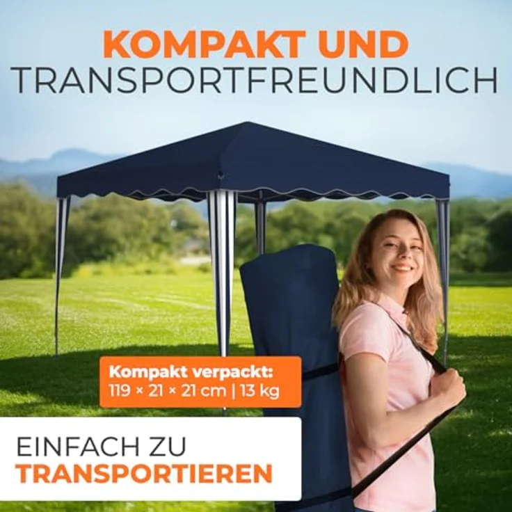 Faltpavillon 3x3 m - wasserdicht - ohne Seitenteile, blau – Bild 7