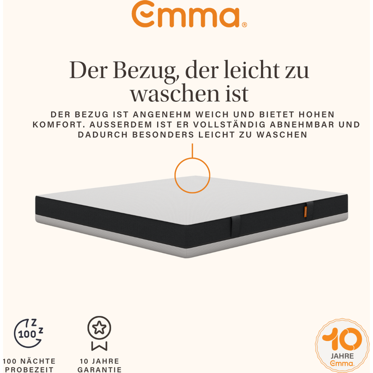 Emma '25 Flip' Schaummatratze, 90x200 cm, 100% Polyester, Weiß – Bild 7