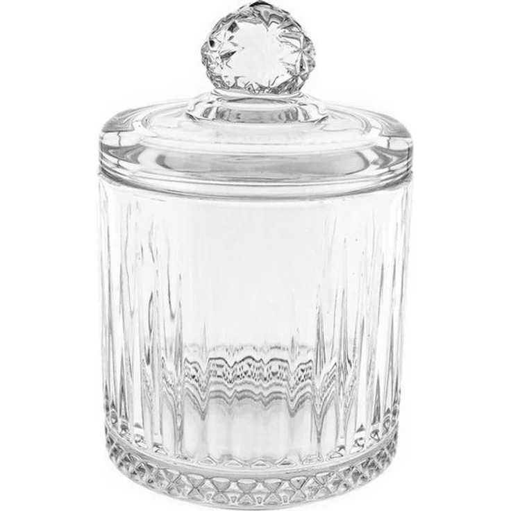 Glasschale mit Deckel im Riffle-Design ideal für Snacks oder Gewürze Transparent – Bild 5