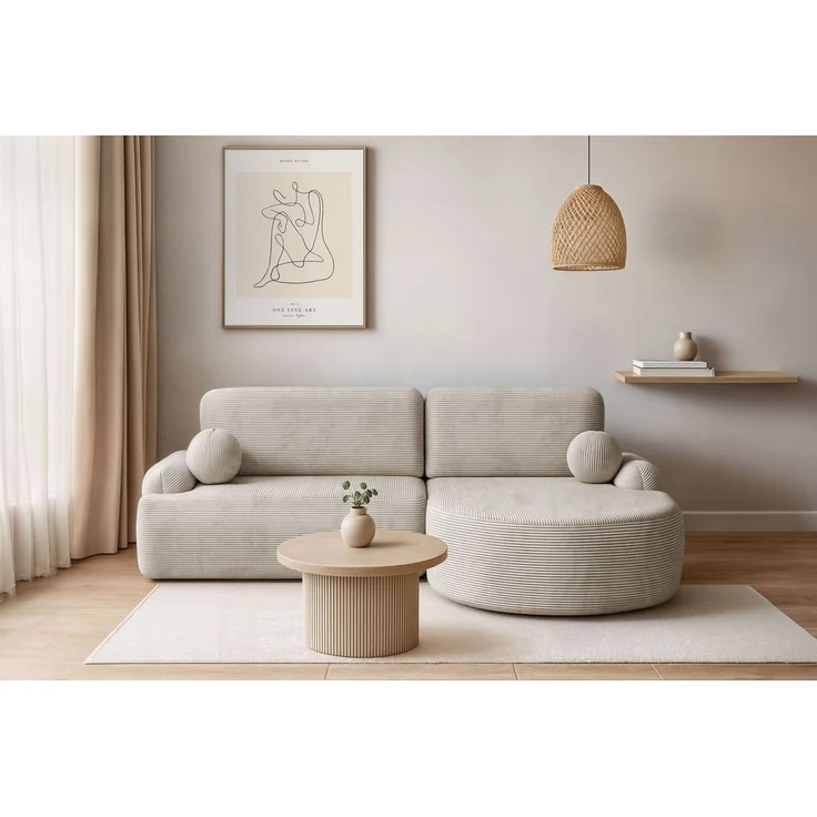 Lookway Ecksofa CLEO CORD Rundes Ecksofa mit Schlaffunktion und Bettkasten – Bild 5