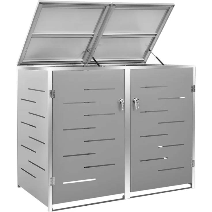 vidaXL Mülltonnenbox für 2 Tonnen 138x77,5x115,5 cm Edelstahl 149559 – Bild 2