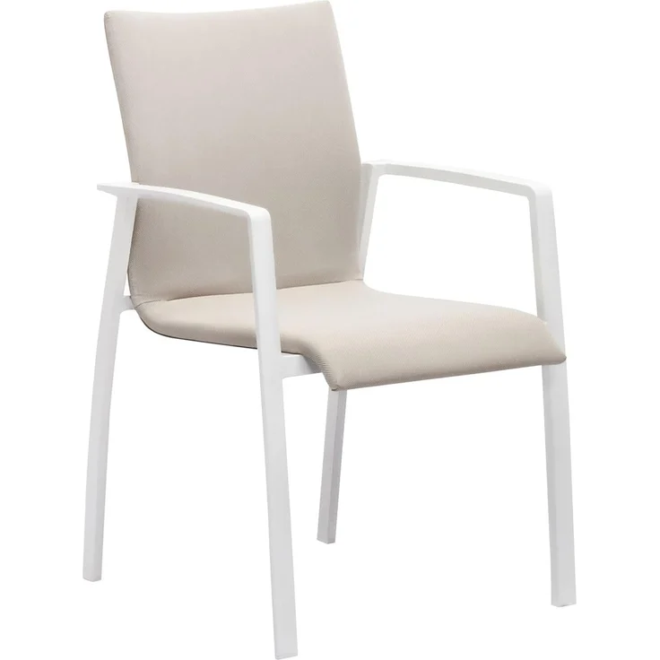 IDIMEX Gartenstühle VERANO 6er Set, 57 x 89 x 62 cm, weiß/beige, stapelbar, robust, mit Textilene Polster. Gartenmöbel-Set, Terrassenmöbel, Outdoor-Möbel wetterfest, Gartenstuhl 6er-Set – Bild 3