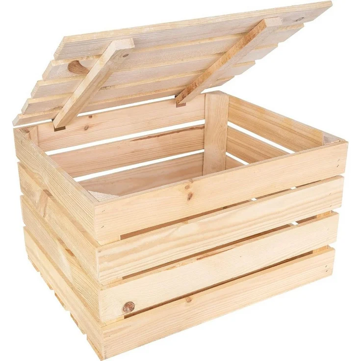Creative Deco Aufbewahrungsbox Holztruhe Holzkiste mit Deckel Spielzeugkiste Holzbox, mit Scharnieren – Bild 1