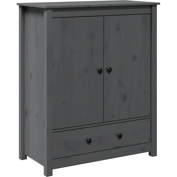 Highboard, BuffetSchrank, Büroschrank Grau 83 x 41,5 x 100 cm Massivholz Kiefer – Bild 2