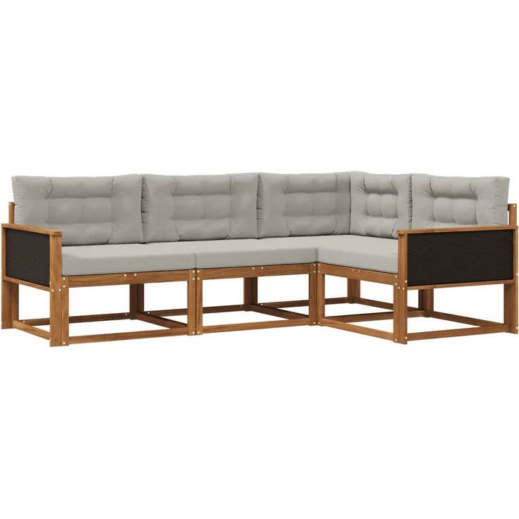 vidaXL Outdoor-Sofagarnitur 4 stk. 4-Sitzer Natur und Hellgrau 3382514 – Bild 2