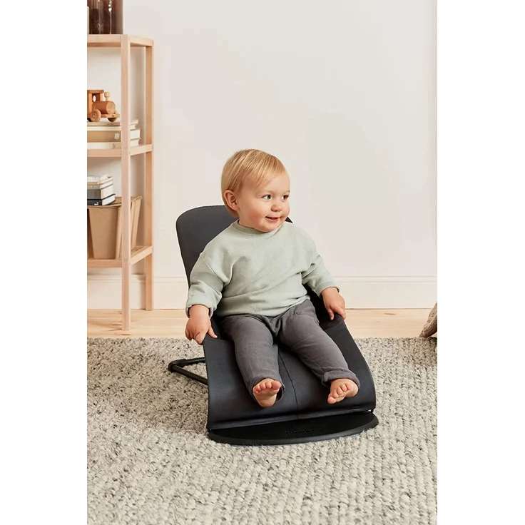 BABYBJÖRN Babywippe Balance Soft - Cotton Jersey Dunkelgrau mit schwarzem Gestell – Bild 5