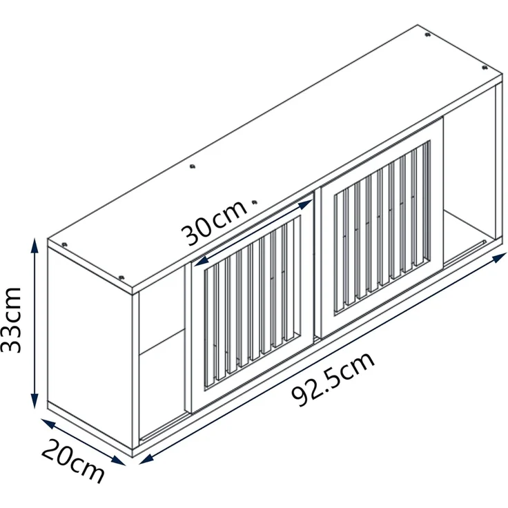 Wandregal Grums mit zwei Schiebetüren 92,5x20x33cm Bambus [en. casa] – Bild 2