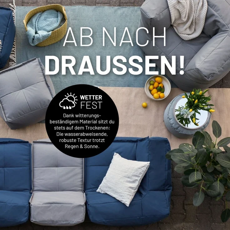 Lumaland Sitzsack-Sofa, Polyester, Mittelteil, Dunkelblau, 70 x 81 x 54 cm – Bild 6