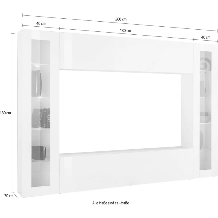 Wohnwand >Benevent< (4-teilig) in Anthrazit matt - 260x180x30 (BxHxT) – Bild 6