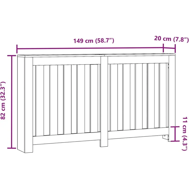 vidaXL Heizkörperverkleidung Grau Sonoma 149x20x82 cm Holzwerkstoff 852749 – Bild 7