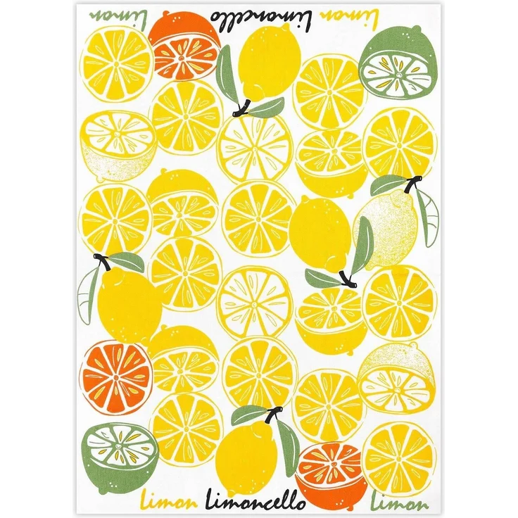 Kracht Küchen Textilien Limoncello|Halbleinen Küchentuch bedruckt 50x70 cm bunt 3er Pack – Bild 1