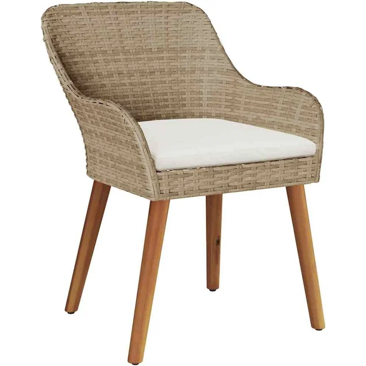 Gartenstuhl EGOS 2er Set Poly-Rattan 62,5x55x82 cm mit Polster Beige | Gartenstuhl Rattan Outdoorstühle Balkonstühle – Bild 5
