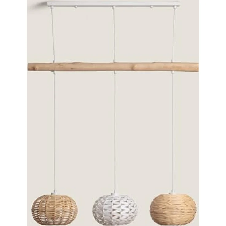 LEDKIA LIGHTING Hängeleuchte Linfen aus Rattan & Holz, E27 Fassung, Boho-Chic Design für Wohnzimmer, Küche, Schlafzimmer, individuelle Anpassung, nachhaltiges Material – Bild 2