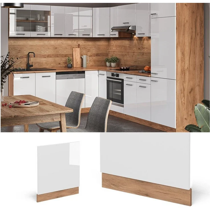 Frontblende R-Line Weiß Hochglanz 60 cm ohne Arbeitsplatte Vicco – Bild 2