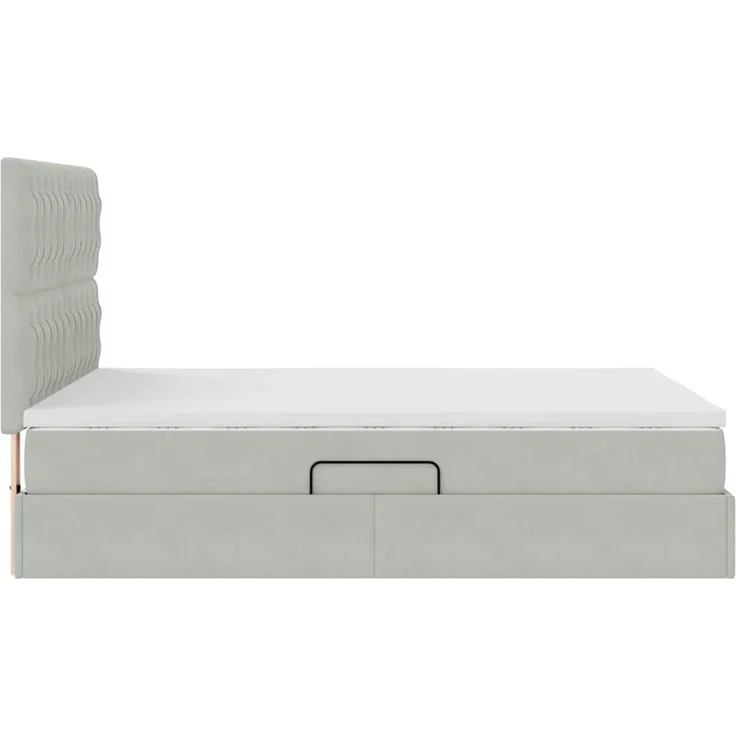 vidaXL Aufbewahrungsbett mit Matratze Hellgrau 140 x 190 cm Samt 3372087 – Bild 10
