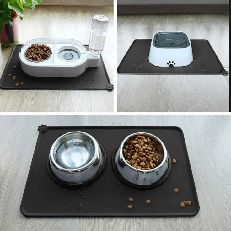 Futtermatte Silikon Hunde Katzen rutschfest Schwarz 47L x 47B cm – Bild 3