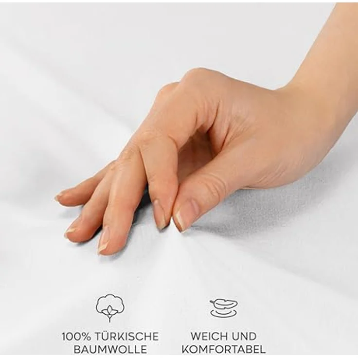 Twinzen® Kissenbezug 50x50 (2er-Set) - 100% Jersey Baumwolle 150 GSM Kissenbezüge - Weiß - Für Kissenbezüge 50x50 cm - Kissenhülle - Kissenbezug mit Reißverschluss - Oeko-Tex Zertifiziert – Bild 4