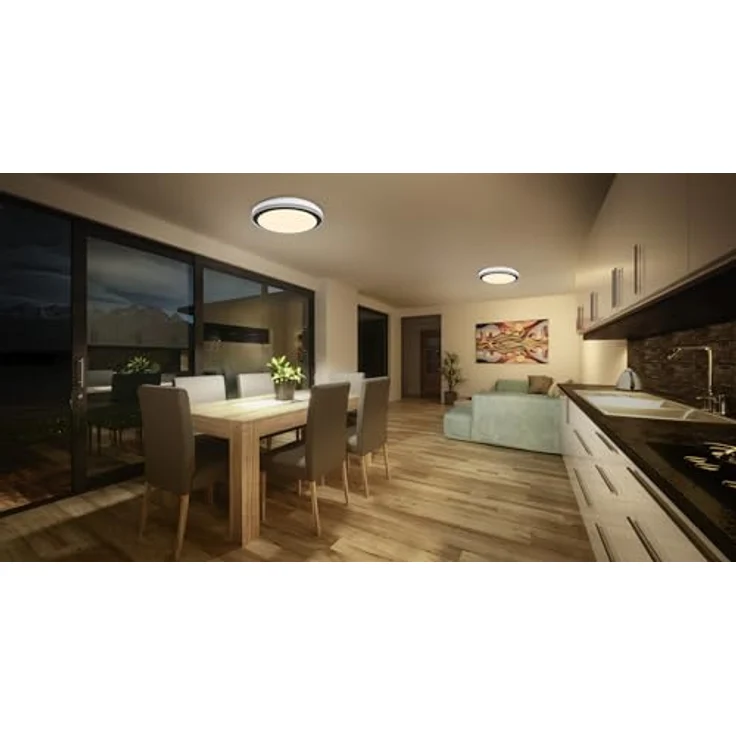 Osram SMART + WIFI LED Deckenleuchte, weiß/schwarz, 32W, 3400lm, Weißlichtfunktion, dimmbar, dynamischer Magic-RGB Lichteffekt, lange Lebensdauer, einfache Montage, App-steuerbar, 2700-6500K – Bild 2